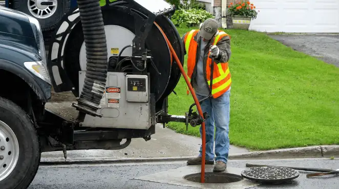 Technician using specialized drainage equipment for sewer line cleaning and foundation protection in New Haven, CT